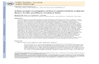 A Meta-Analytic Investigation of Neurocognitive Deficits in Bipolar Illness- Profile and Effects of Clinical State