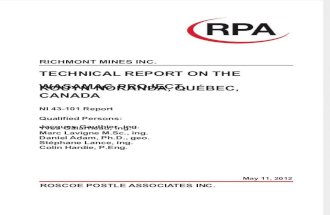 RPA Richmont Wasamac NI 43-101Technical Report - FINAL May 11, 2012