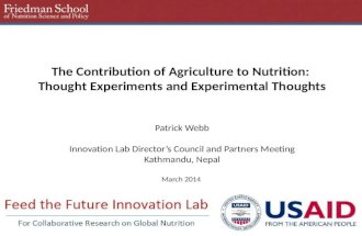 The Contributions of Agriculture to Nutrition: Thought Experiments and Experimental Thoughts