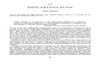 Alain Badiou - "Descartes/Lacan"
