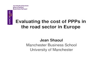 Evaluating the Cost of PPPs in the Road Sector in Europe