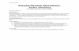 Parsha Sheets- Sefer Shemos