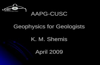 Aapg Cusc- Geophysics for Geologists