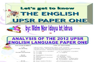 English Upsr Paper One