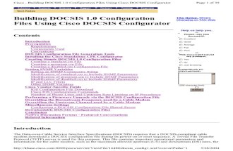 Cisco - Building DOCSIS 1.0 Configuration Files Using Cisco DOCSIS Configurator