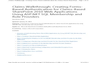 Claims Walkthrough - Creating Forms-Based Authentication for Claims-Based SharePoint 2010 Web Applications Using ASP.net SQL Membership and Role Providers