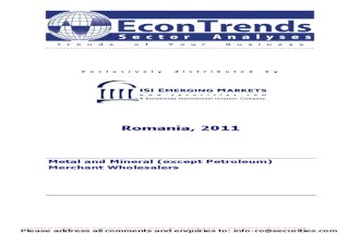 Metal and Mineral (Except Petroleum) Merchant Wholesalers 2011