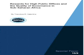 Rewards for High Public Offices and  the Quality of Governance in  Sub-Saharan Africa