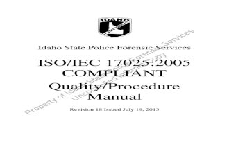 Idaho State Police Quality Proceedures Manual (Forensic Science)