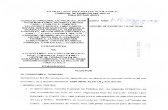Injunction Conapol Retiro Ley 70/2010 con querellas administrativas pendientes