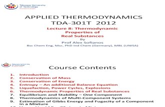 TDA 301T-8c - Thermodynamic Properties Real Substances