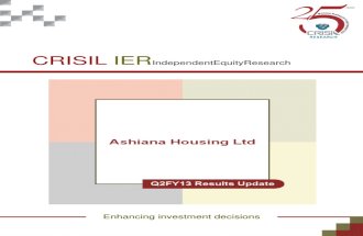 CRISIL - Ashiana Housing Ltd. - New Launches Expected to Boost Bookings in H2FY13 (2QFY13 RU)