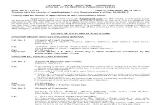 Haryana Staff Selection Commission Advt. No. 1 of 2013 : Post reserved as per new reservation policy in Haryana - Abhishek Kadyan