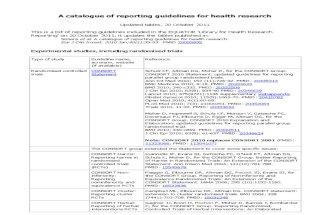 Equator Network Catalogue of Reporting Guidelines October 2011