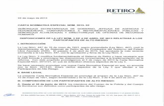 Carta Normativa Especial RETIRO 2013-02 Personal Alto Riesgo
