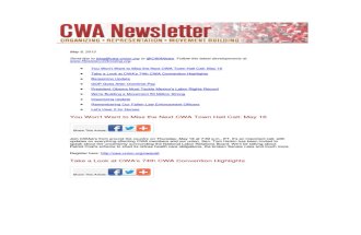 CWA Newsletter, Thursday, May 9, 2013