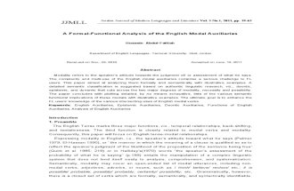 A Formal-Functional Analysis of the English Modal Auxiliaries