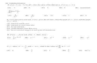 AP CALCULUS BC - MC - Evaluating Derivatives