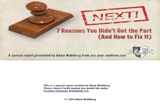 Acting- 7 Reasons you didn't get the part (And how to fix it)