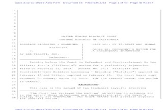 Order Granting Preliminary Injunction Motion (3!11!2013) Dkt #54