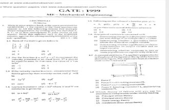 GATE ME Solved Question Paper 1999