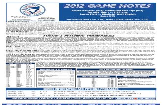 Bluefield Blue Jays Game Notes 7-3