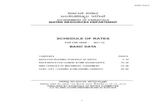 SOR 2011-12 Basic Data Karnataka Water Resources Dept(R)