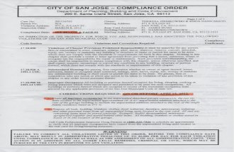 City of San Jose Compliance Order