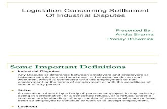 Settlement of Industrial Disputes