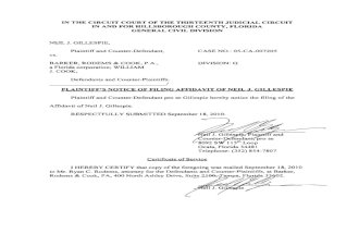 Notice of Filing AFFIDAVIT, Rodems’ harassment of Neil Gillespie, Sep-18-2010