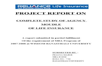 Pragya_complete Study of Agency Module of Reliance Life Insu