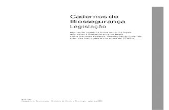 Cadernos de biossegurança - Legislação - Setembro de 2002