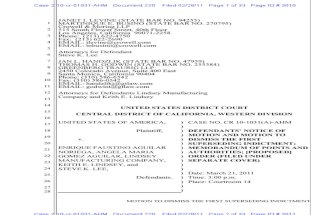 U.S. v. Enrique Faustino Aguilar Noriega Et Al. - Motion to Dismiss First Superseding Indictment