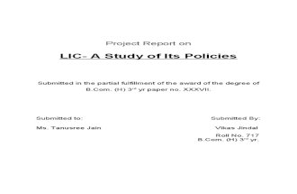 LIC: A STUDY OF ITS POLICIES