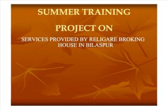 Lcm Summer Training Project Religare Broking House