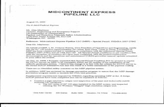 2009-08-25 Kinder Morgan Ltr to PHMSA Re MEP Special Permit & Joint Replacement Search Able