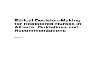 Ethical Decision-Making for Registered Nurses in Alberta Guidelines and Recommendations