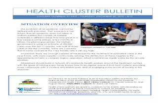 Health Cluster Bulletin 12--Cholera in Haiti