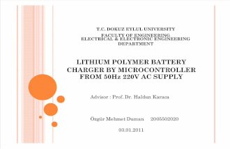 LITHIUM POLYMER BATTERYCHARGER BY MICROCONTROLLERFROM 50Hz 220V AC SUPPLY