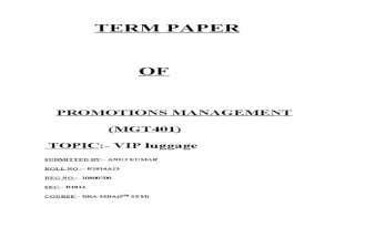 Term Paper Promotions Mgt