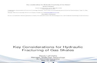 Key Considerations for Hydraulic Fracturing of Gas Shales