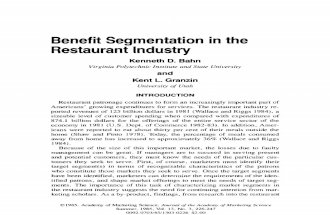 Benefit Segmentation in Restuarant Industry