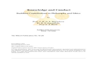 Knowledge and Conduct: Buddhist Contributions to Philosophy and Ethics
