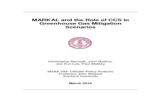 MARKAL and the Role of CCS in Greenhouse Gas Mitigation Scenarios