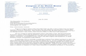 House Energy Committee Letter to EPA on Ethanol E15