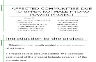 AFFECTED COMMUNITIES DUE TO UPPER KOTMALE HYDRO POWER PROJECT