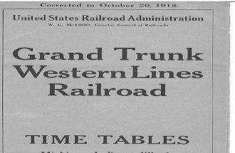 1918 Grand Trunk Timetable
