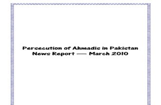 Monthly Newsreport - Ahmadiyya Persecution in Pakistan - March, 2010
