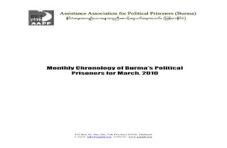 Monthly Chronology of Burma's Political Prisoners for March, 2010