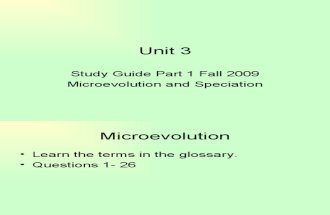 Unit 3 Study Guide Part 1 Fall 2009